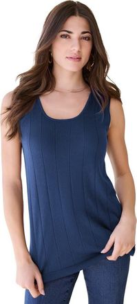 Roaman's Plus Size Drop Needle Tank Lightweight Sweater Knit in Navy at Nordstrom, Size Small