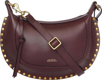 Isabel Marant Burgundy Oskan Moon Leather Handbag