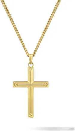 Vincero Mens Cross Pendant Necklace in 14K Gold at Nordstrom, Size 21