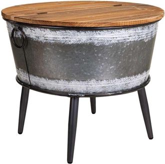 Wanderlust Deco Wanderlust Deco - Mesa Ba&uacute;l De Metal Y Madera Gris D60x51,5