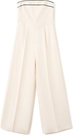 Mango Mono Corso Strapless Linen Jumpsuit in Ecru at Nordstrom, Size X-Small