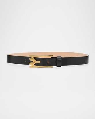 Victoria Beckham Dorian Pin-Buckle Leather Belt