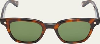 Garrett Leight Mens Broadway Sun Clear Acetate Rectangle Sunglasses