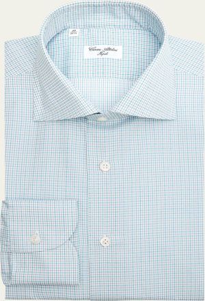 Cesare Attolini Mens Cotton Check Barrel Cuff Dress Shirt