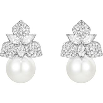 Untamed Petals Sophie Pearl Drop Earrings in Silver at Nordstrom
