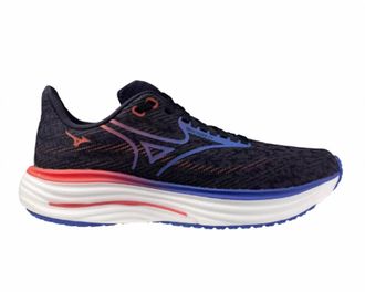 Mizuno Womens Wave Rider 29 Running Shoes In Odyssey Grey Iris Bloom