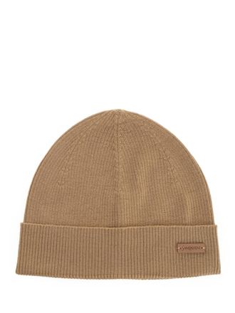 Saint Laurent Ribbed Wool Hat Cappelli Beige-Donna