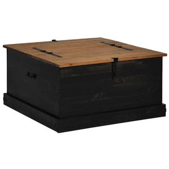 Berkfield Home Storage Chest HALDEN Black 91x91x47 cm Solid Wood Pine | Size: 91 x 91 x 47 cm