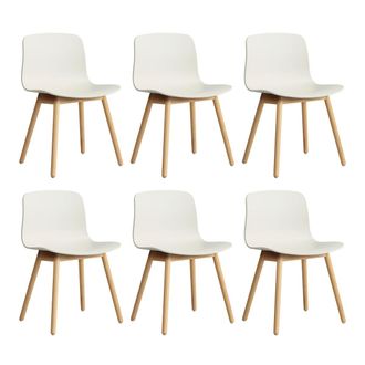 HAY About A Chair AAC 12, Eiche lackiert / melange cream 2.0 (Kunststoffgleiter) (6er Set)
