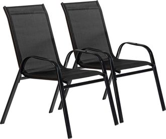 Harbour Housewares Texteline Canvas Garden Chairs Pack of 6 in Black