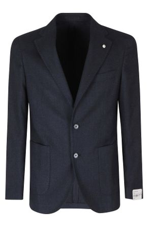 L.B.M. 1911 Tailored Blue Cotton Jacket With Jeweled Lapel Detail