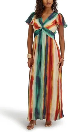 Kensie Stripe Chiffon Maxi Dress in Multi at Nordstrom Rack, Size 10