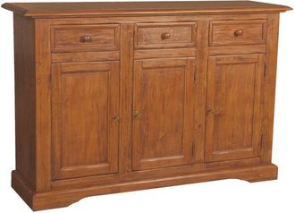 Biscottini International Biscottini - Alacena Country De Madera Maciza De Tilo Acabado Con Efecto Nogal 156x45x103 Cm