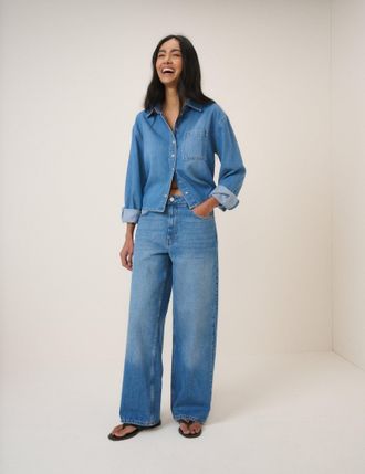 Nobody's Child Blue Wide Leg Stepney Loose Jeans