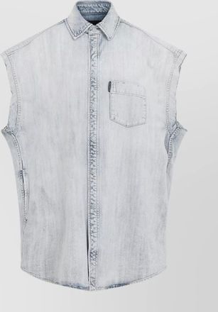 Balenciaga distressed sleeve shirt patch pocket