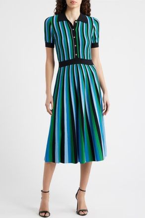 Elie Tahari The Ana Stripe Sweater Dress in Noir/Blue at Nordstrom, Size X-Small