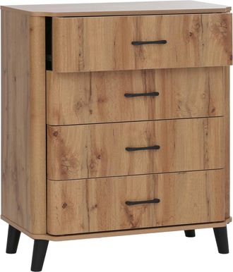 Hhg [nunca Usado] C&oacute;moda Hhg-780, Aparador, 4 Cajones, Mdf 92 X 80 X 40 Cm, Acabado Roble Wotan