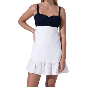 Lusana Reece Linen Mini Dress In Cream
