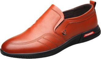 Generic Mens Leather Business Shoes Classic Without Lacing Slip On Loafers Plain Toe Leather Shoe Flat Low Cut Sneakers Non Slip Causal Footwear for Casual Bu