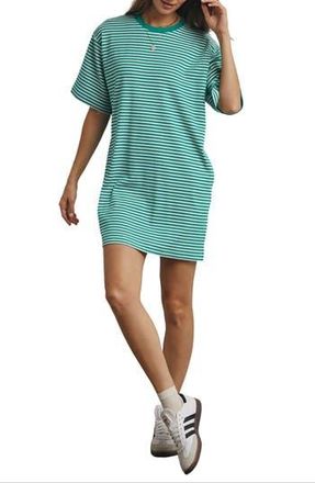 Wishlist Stripe T-Shirt Dress in Green White at Nordstrom Rack, Size Small