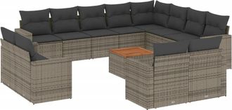 vidaXL Vidaxl - Set Divani Da Giardino 13 Pz Con Cuscini Grigio In Polyrattan