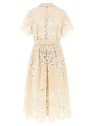Elie Saab Carved Eyelet Embroidered Dress - Cream