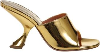 Amina Muaddi Heeled Mules, female, Yellow, 7 UK, Gold Heeled Mules for Women