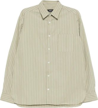 A.P.C. striped pocket shirt - men - Cotton - M - Green