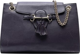 Gucci Pre-owned Womens Large Leather Emily Shoulder Bag - Navy - One Size