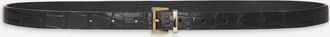 Frame Denim Womens Petite Croc Belt In Black