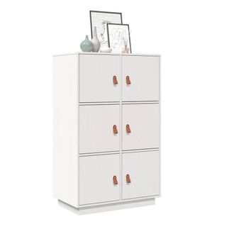 vidaXL Aparador De Madera Maciza De Pino Blanco 67x40x108,5 Cm Vidaxl