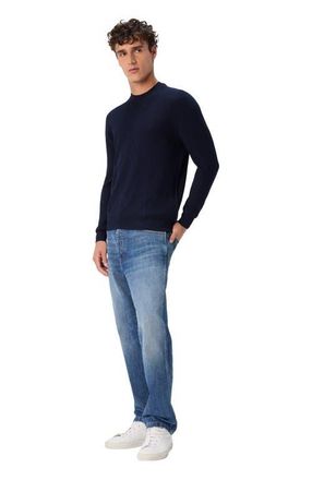 Missoni Crew Neck Sweater In Wool With Chevron Pattern in Navy Blue at Nordstrom, Size 50 It