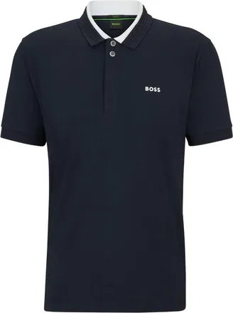 HUGO BOSS Mens Paddy 1 Polo Shirt w/ White Collar, Navy