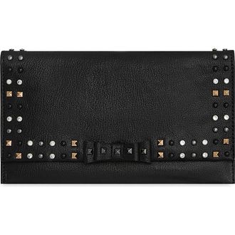 Rebecca Minkoff Bowie Stud Leather Clutch in Washed Black at Nordstrom