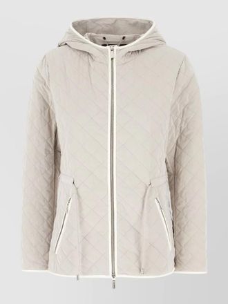 Moorer hooded long sleeve quilted coat giubbini