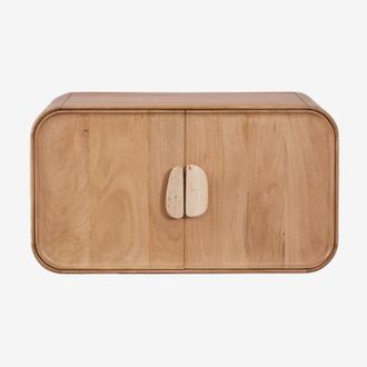 Sklum Conjunto De Mueble De Ba&ntilde;o Suspendido 95x45 Cm En Madera De Mango Y Piedra Natural Kivalina Sklum