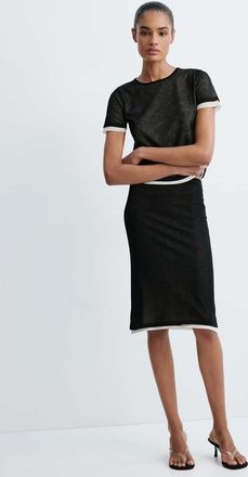 Mango Pullover maniche corte combinato nero - Donna - XS - MANGO