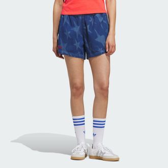 adidas Womens adidas Denim Graphic Varsity Shorts