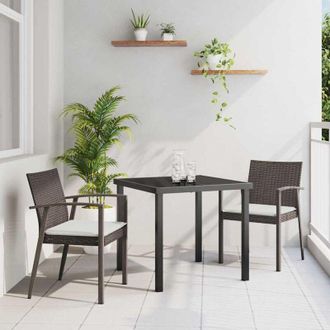 vidaXL Conjunto De Comedor De Jard&iacute;n 3 Pcs Marr&oacute;n Polirat&aacute;n Vidaxl