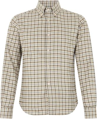 Fedeli Gekreepte blouse met lange mouwen - Heren - Casual Overhemden - Beige - 4XS - Katoen - Overhemden