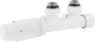 ECD Germany Ecd Germany - Kit De Conexi&oacute;n Central Termostato Para Radiadores Color Blanco 50mm Juego De Conexi&oacute;n Para Espaciado De Tuber&iacute;a M&uacute;ltibloque De Dos Tube