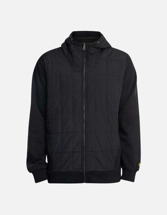 Lyle & Scott Mens Lyle & Scott Hybrid Quilted Black Zip-Up Hoodie - Size: 42