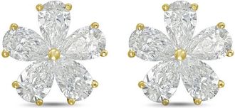 Diana M. Jewels 14kt Yellow gold 3.00cts lab grown Pear shaped diamond flower cluster stud earrings