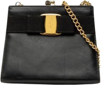 Ferragamo Pre-owned Schoudertas - Dames - Vintage Mini Tas - Zwart - ONE Size - Leer - Vintage