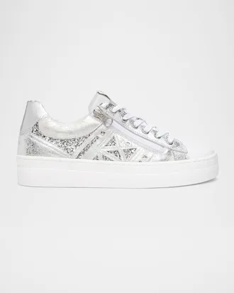 Nero Giardini Metallic Leather Side-Zip Sneakers