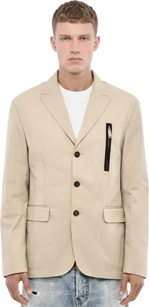 Dsquared2 Beige Solid Notched Lapel Blazer