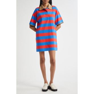 Marimekko Referenssi Stripe Cotton Polo Tunic in Blue Red at Nordstrom Rack, Size Xx-Small