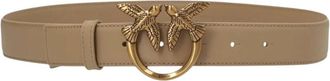 Pinko Beige Leren Riem - Dames - Riemen - Beige - XS - Leer - Accessoires