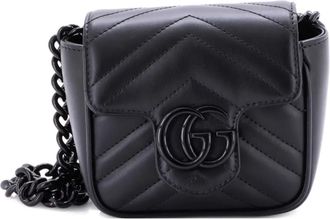Gucci GG Marmont Flap Matelass&eacute; leren kleine heuptas - Zwart
