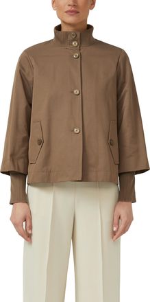 s.Oliver Black Label Kurzjacke S.OLIVER BLACK LABEL, Damen, Gr. 34, mid braun, Web, Obermaterial: 52% Baumwolle, 48% Polyester, unifarben, l&auml;ssig geschnitten h&uuml;ftlang, Run